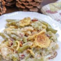 Picture of green bean casserole on a plate