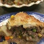 It's easy to make a beef pot pie with frozen ingredients, and two premade pie crusts.