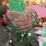 Rock candy, or glass candy, is a favorite holiday Christmas treat that is easy and fun to make. It makes great gifts for friends, family, neighbors, and teachers. It makes a beautiful centerpiece for any table, and you can choose any color to add to the candy.