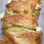 Cream cheese crescent roll recipe on a cookie sheet