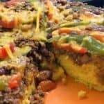 Cornbread chili on an orange plate