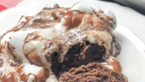 Simple Chocolate Cake Recipe with chocolate frosting and marshmallows