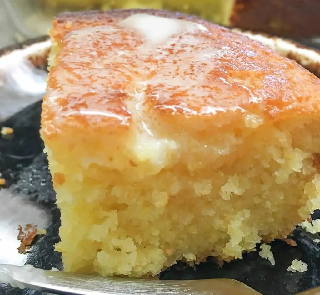 moist jiffy cornbread with butter melting on top
