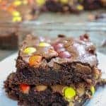 Picture of brownies with Reese's pieces.