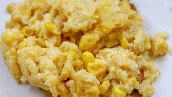 Picture of scalloped corn on a plate.