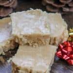 Picture of peanut butter fudge and pinecones