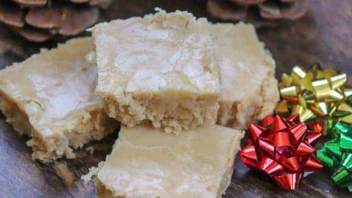 Picture of peanut butter fudge and pinecones