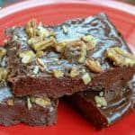 Picture of Velveeta fudge on a red plate