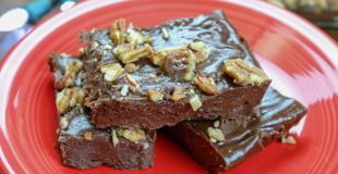Picture of Velveeta fudge on a red plate