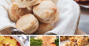 Picture of biscuits, granola bars, pasta, and chicken