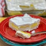 Picture of lemon lush on a red plate