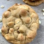 White chocolate macadamia nut cookies on a counter