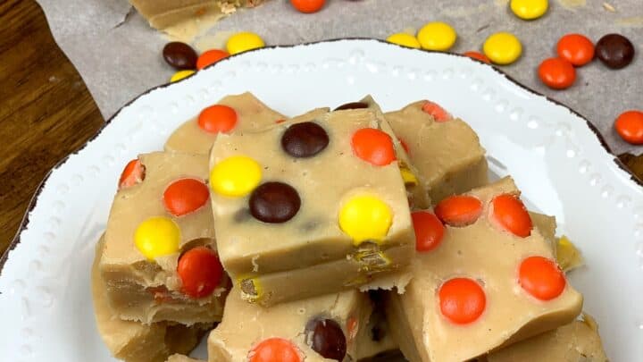 Reese's peanut butter fudge on a plate