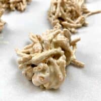 Chocolate haystacks on a cookie sheet