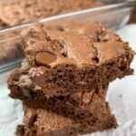 Cake Mix Cookie Bars stacked on top of each other.