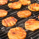 Slices of pineapple on the grill