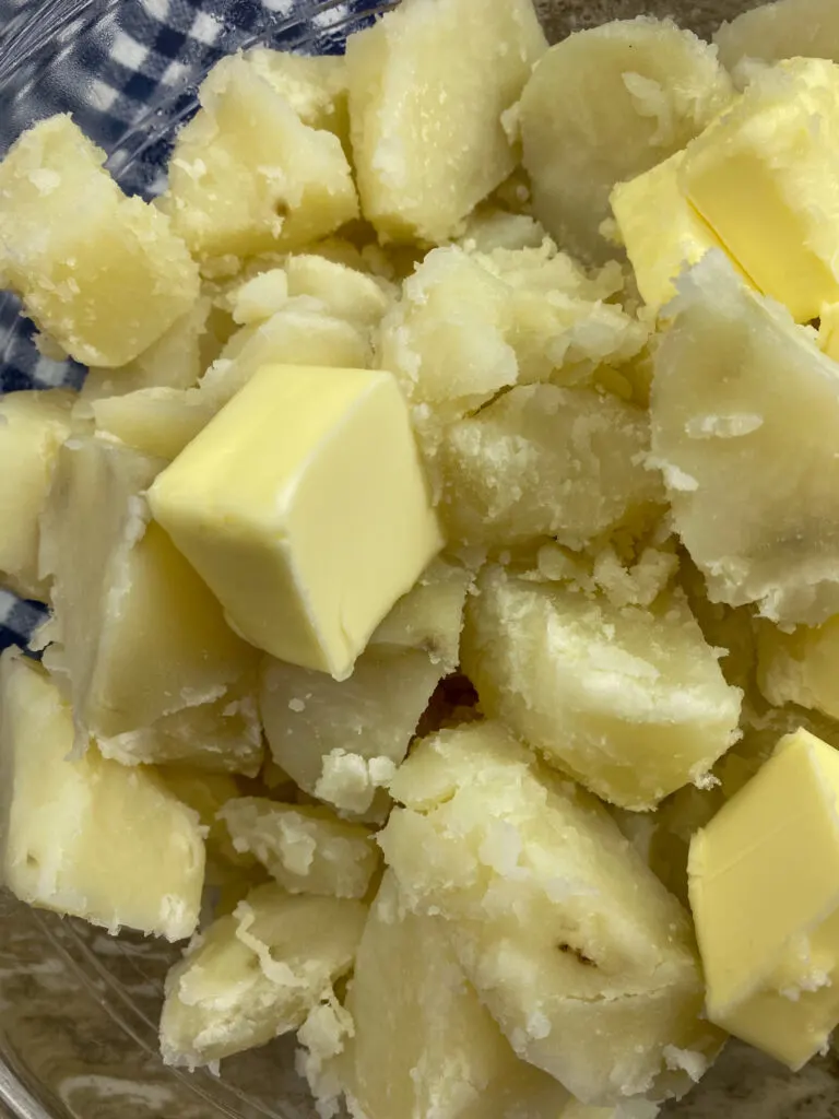 Boiled potatoes with butter.