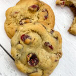 Chocolate chip cranberry cookies on the counter.