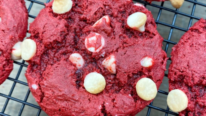 Cake mix cookies on a cookie rack