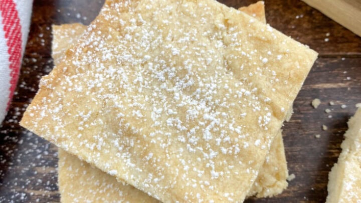 Cookies cut up and stacked on top of each other.