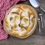 Butterscotch pie on the counter.