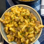 Hamburger helper in a small bowl.