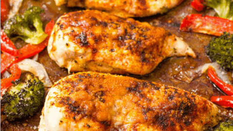Image for Sheet pan chicken and broccoli with bell peppers