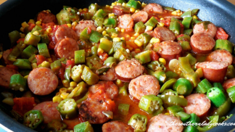 Image for Smoked Sausage, Tomatoes, and Okra Skillet