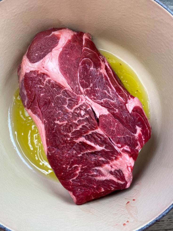 Searing chuck roast in a dutch oven