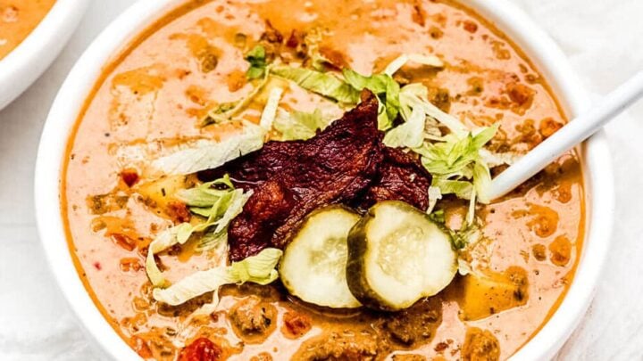 Image for Keto Bacon Cheeseburger Soup (Whole30 + Dairy Free)