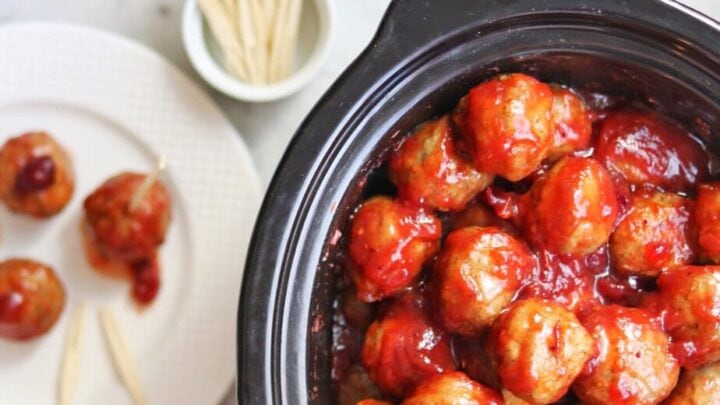 Image for Crock Pot Party Meatballs (the easiest slow cooker chili and cranberry sauce meatballs recipe)