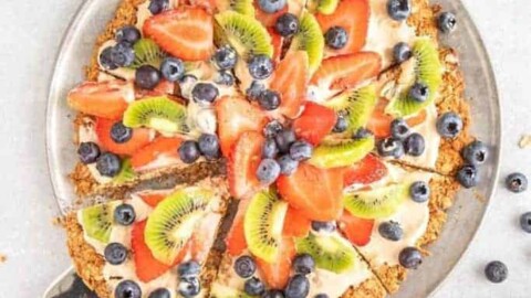 Image for Healthy Fruit Pizza with Chocolate Peanut Butter Frosting
