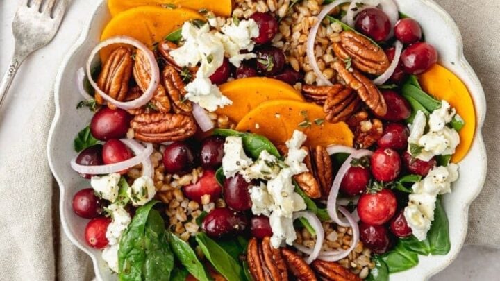 Image for Persimmon Salad with Farro and Cranberries Recipe ~ Barley & Sage