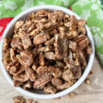 Easy air fryer candied pecans in a bowl.