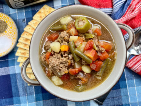 Easy Crock Pot Hamburger And Vegetable Soup - Back To My Southern Roots