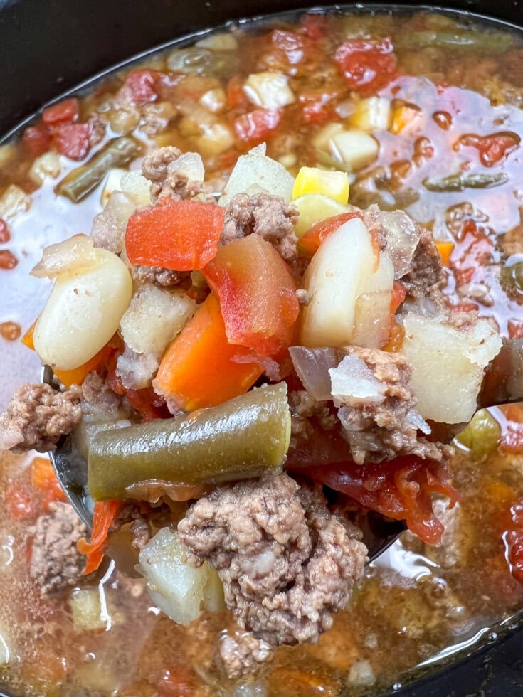 Easy Crock Pot Hamburger And Vegetable Soup - Back To My Southern Roots