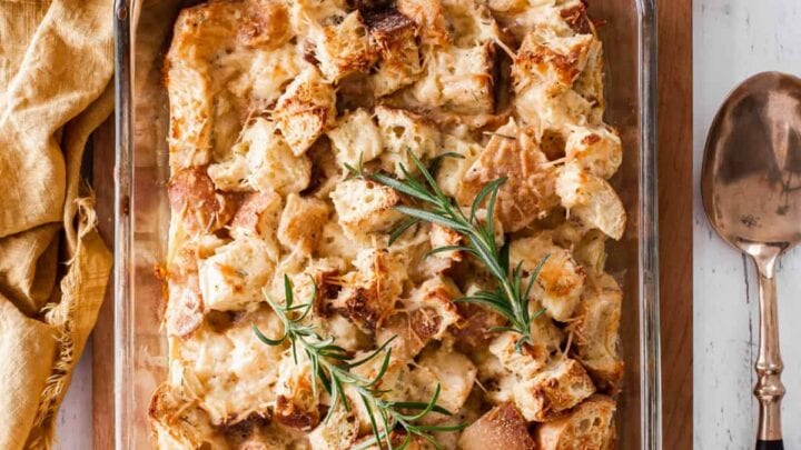 Image for Rosemary & Parmesan Savory Bread Pudding Recipe (easy side dish)