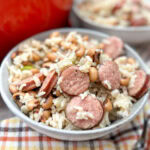 Hoppin John ingredients in a small bowl.