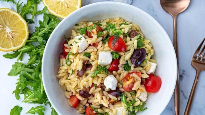 Image for Orzo Pasta Salad with Feta, Kalamata Olives and Wild Rocket (Arugula)