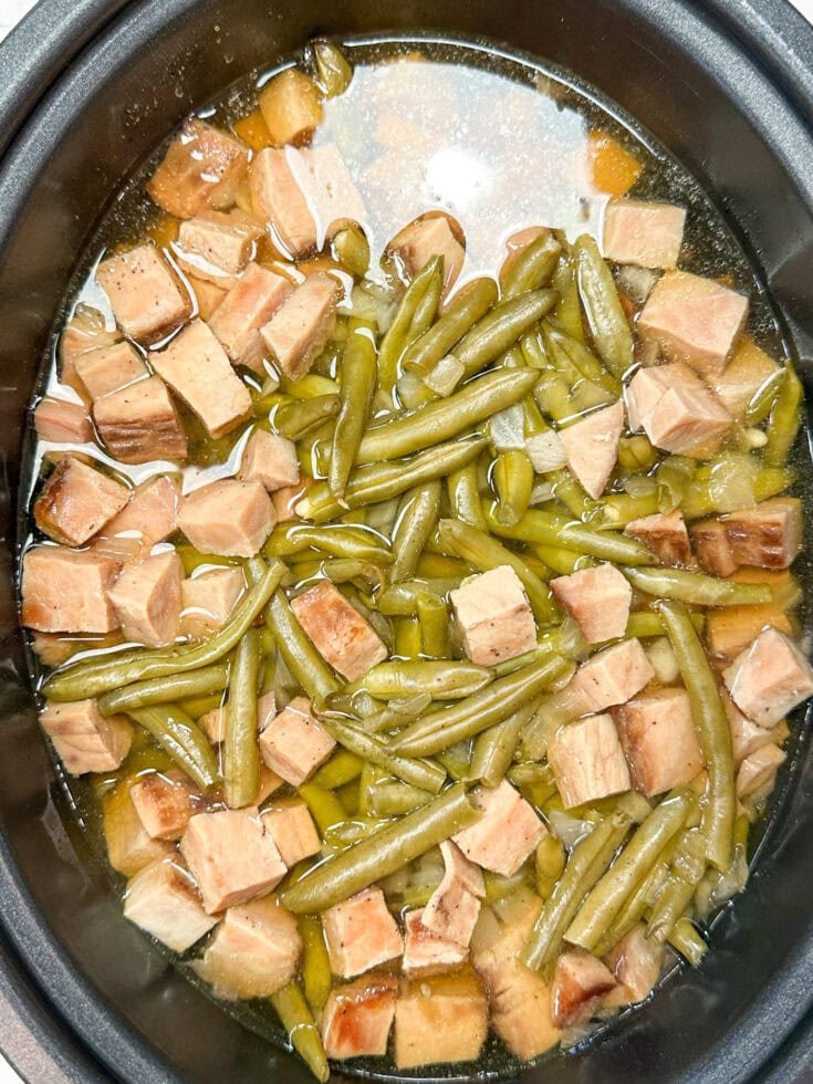 Easy Slow Cooker Green Beans And Ham Recipe Back To My Southern Roots