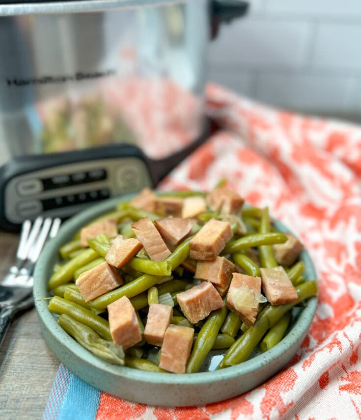 Easy Slow Cooker Green Beans And Ham Recipe Back To My Southern Roots