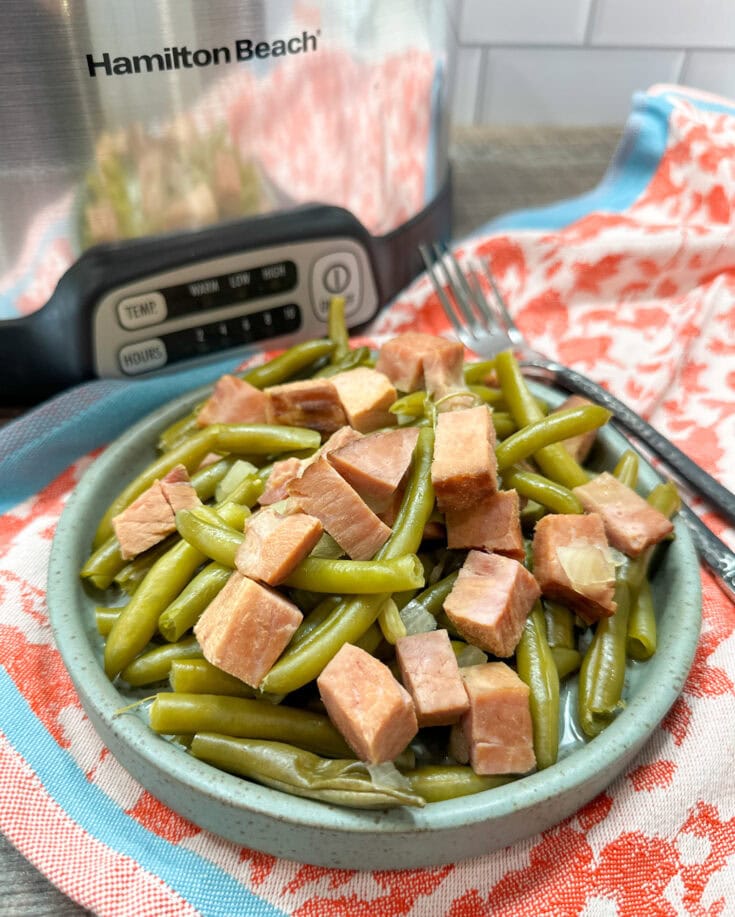 Easy Slow Cooker Green Beans And Ham Recipe Back To My Southern Roots