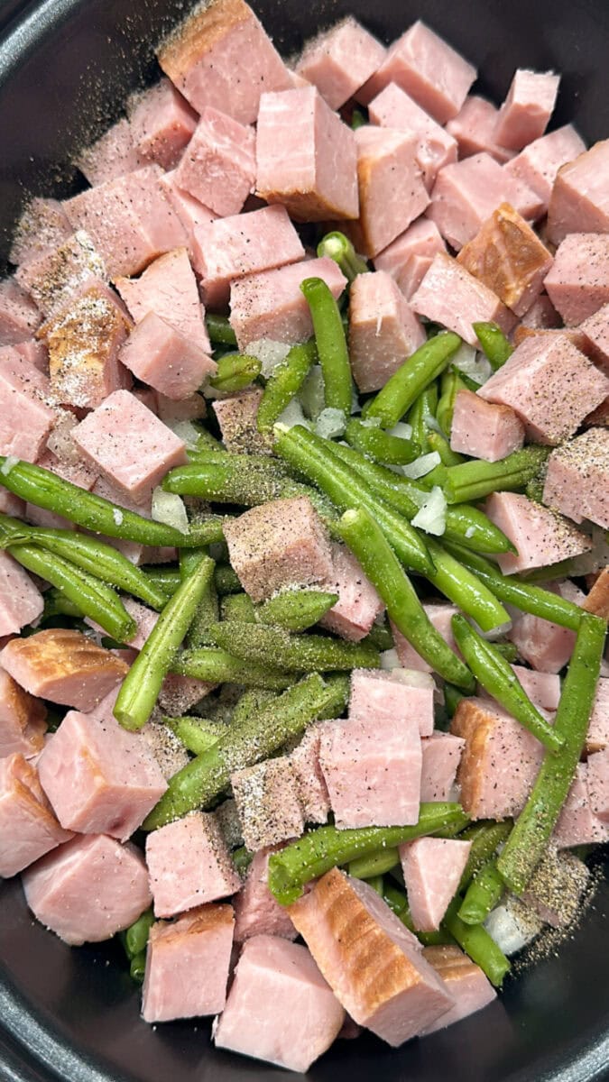 Easy Slow Cooker Green Beans And Ham Recipe Back To My Southern Roots