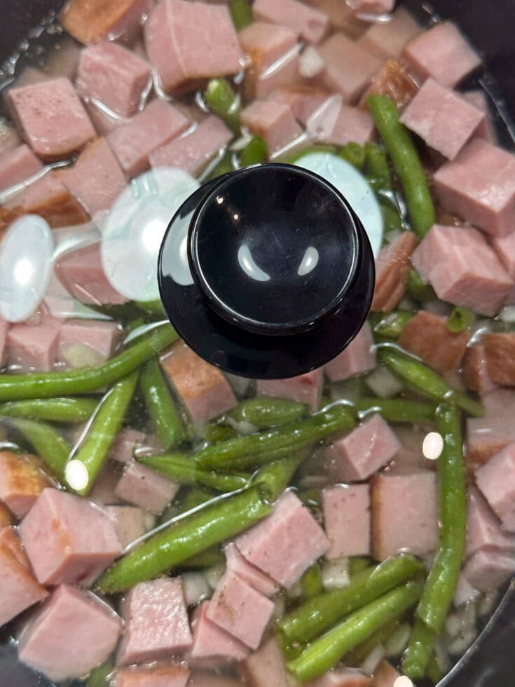 Easy Slow Cooker Green Beans And Ham Recipe Back To My Southern Roots