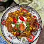 Mexican ground beef casserole on a plate.