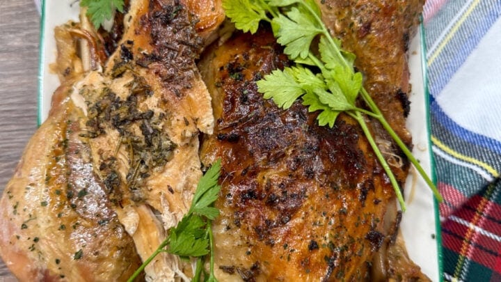 Turkey on a Christmas plate.