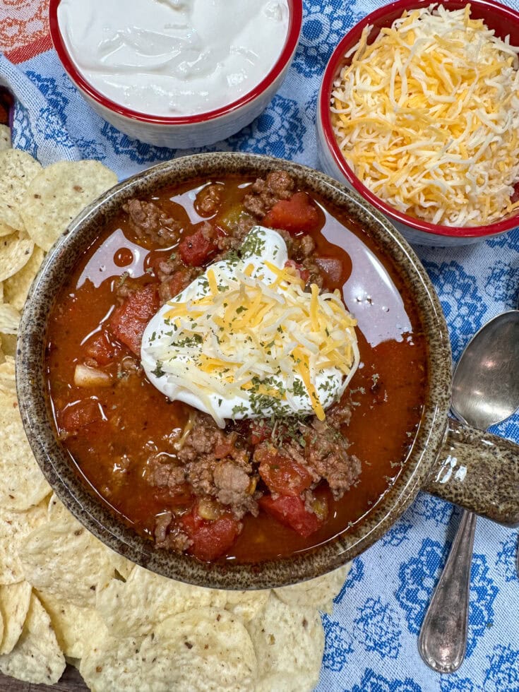 Easy No-Bean Chili With Ground Beef - Back To My Southern Roots