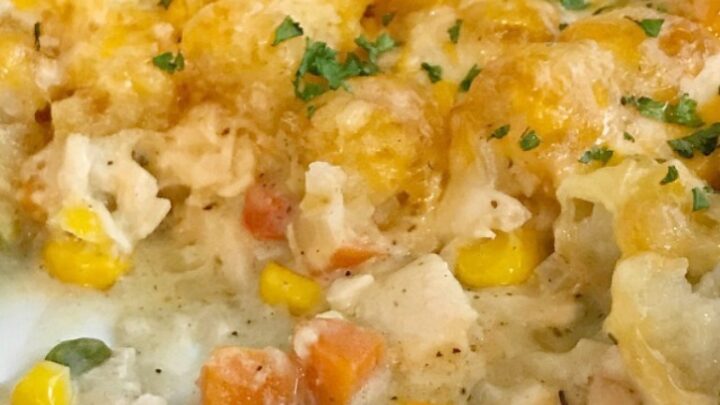 Chicken pot pie tater tot casserole