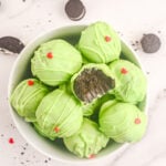 Classic Oreo balls with green candy melts.