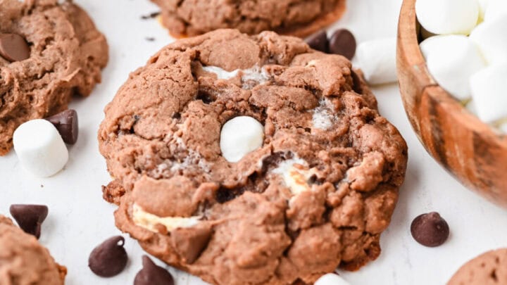 Hot chocolate cookie on the counter.